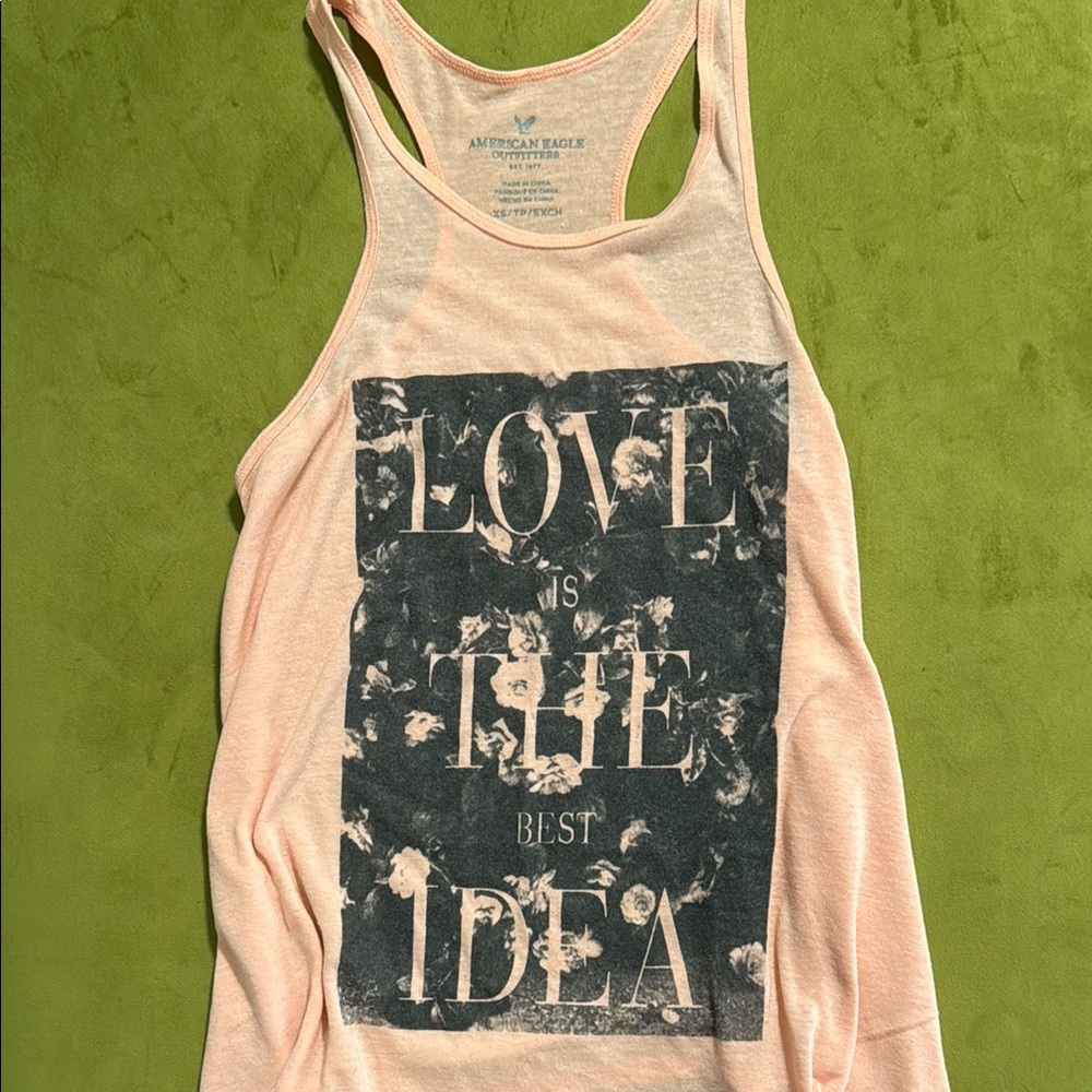 Pink Relaxed Graphic Tank “Love Is The Best Idea”